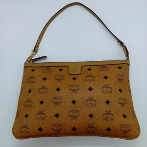 MCM Shoulder Bag Clutch Camel Tan Brown Tan